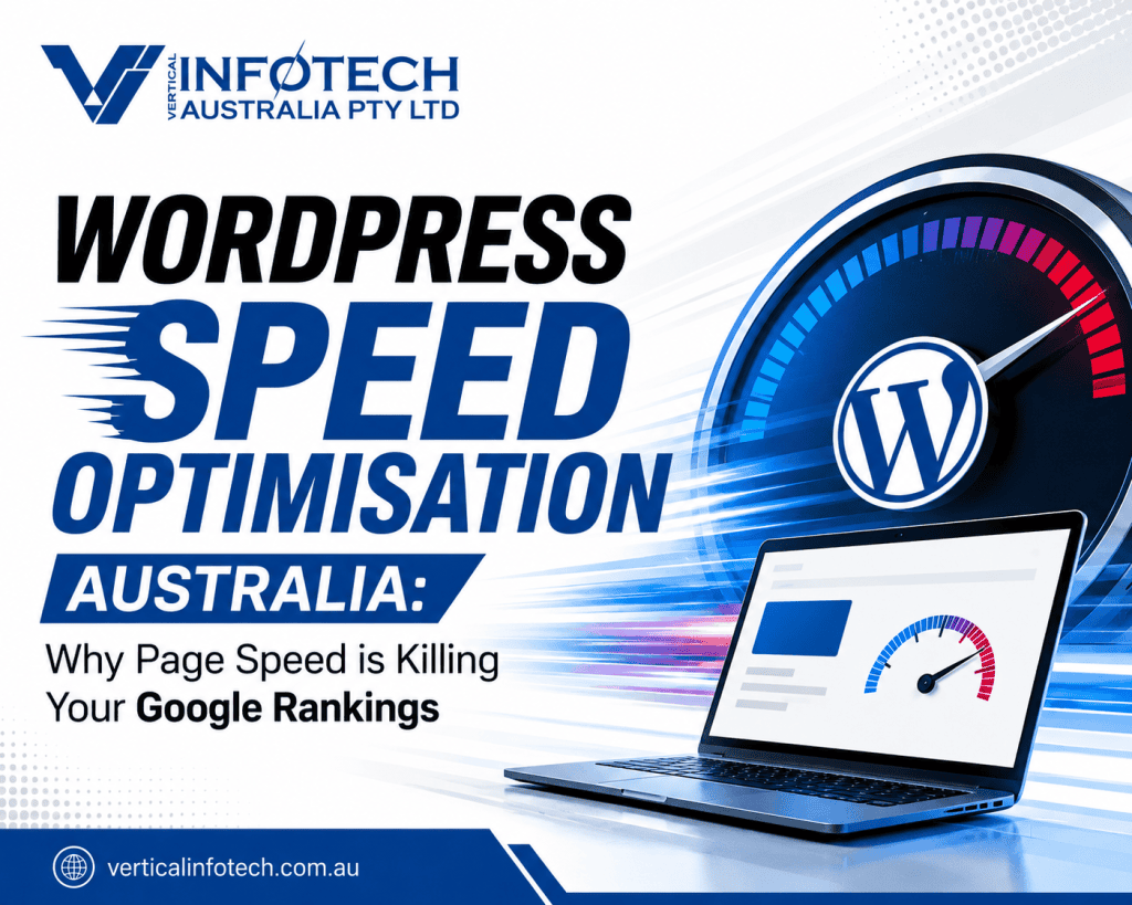 WordPress speed optimisation in Australia showing website performance improvements, page speed optimisation, and Google ranking benefits.